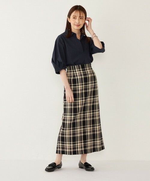 SHIPS / シップス ロング・マキシ丈スカート | SHIPS Colors:〈手洗い可能〉カラミ チェック フロントスリット スカート | 詳細15