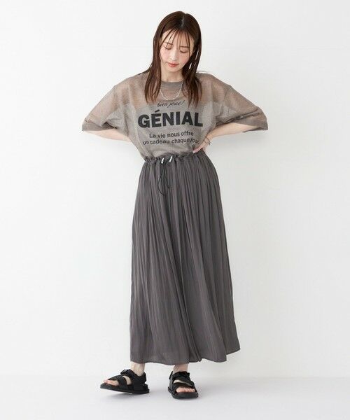 SHIPS / シップス ミニ・ひざ丈スカート | SHIPS Colors:〈洗濯機可能〉サテン ギャザー スカート 2 | 詳細3