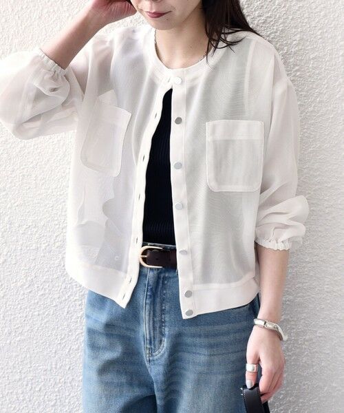 SHIPS / シップス ブルゾン | 《一部追加・新色予約》SHIPS Colors:〈手洗い可能〉メッシュ ノーカラー ハオリ 2◆ | 詳細3