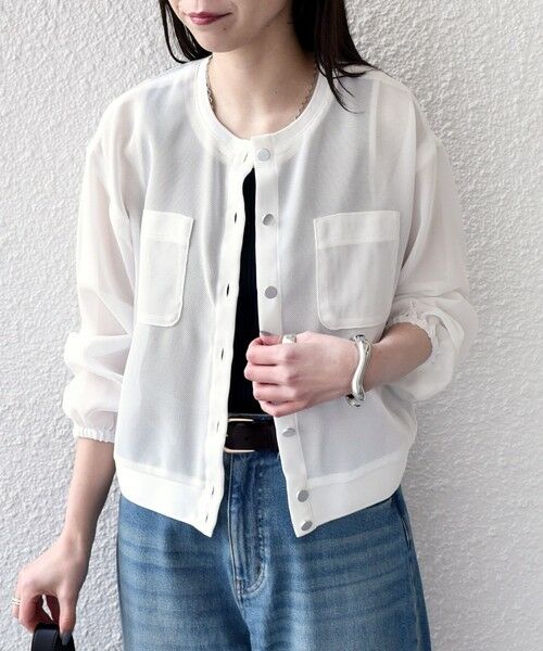 SHIPS / シップス ブルゾン | 《一部追加・新色予約》SHIPS Colors:〈手洗い可能〉メッシュ ノーカラー ハオリ 2◆ | 詳細4