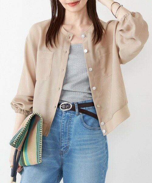 SHIPS / シップス ブルゾン | SHIPS Colors:〈手洗い可能〉メッシュ ノーカラー ハオリ 2◇(ベージュ)