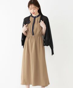 SHIPS / シップス ロング・マキシ丈ワンピース | SHIPS Colors:〈手洗い可能〉配色 ギャザー フレンチスリーブ ワンピース◇