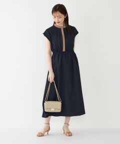 SHIPS / シップス ロング・マキシ丈ワンピース | SHIPS Colors:〈手洗い可能〉配色 ギャザー フレンチスリーブ ワンピース◇