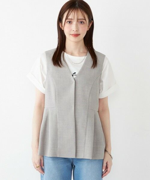 SHIPS / シップス ベスト | SHIPS Colors:〈洗濯機可能〉リネンライク ペプラム ベスト◇ | 詳細12