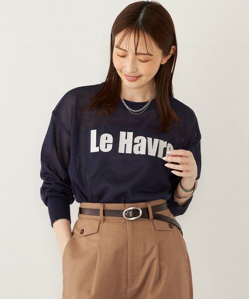 SHIPS for women/シップスウィメン SHIPS Colors:〈手洗い可能〉ロゴ エンブロイダリー シアー ニット ネイビー ONE SIZE SHIPS for women/シップスウィメン SHIPS Colors:〈手洗い可能〉ロゴ エンブロイダリー シアー ニット ネイビー ONE SIZE