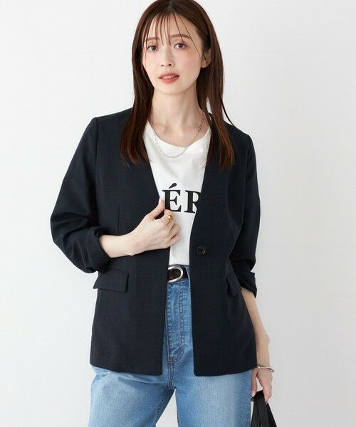 SHIPS / シップス ノーカラージャケット | SHIPS Colors:〈手洗い可能〉リネンライク 1B ジャケット | 詳細24