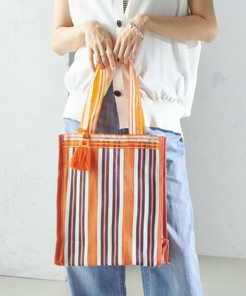 SHIPS / シップス トートバッグ | 《予約》Arawali:メッシュ × ブロック プリント バッグ | 詳細1