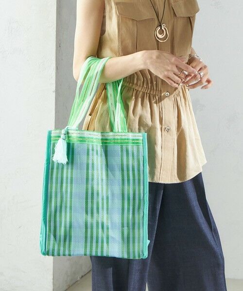 SHIPS for women/シップスウィメン 《予約》Arawali:メッシュ × ブロック プリント バッグ ライトブルー ONE SIZE SHIPS for women/シップスウィメン 《予約》Arawali:メッシュ × ブロック プリント バッグ ライトブルー ONE SIZE