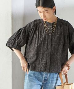 〈手洗い可能〉コットン ドビー 袖 ボリューム ブラウス