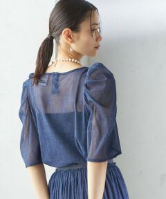 SHIPS / シップス シャツ・ブラウス | troisiemeCHACO:〈手洗い可能〉デニム プリント チュール ブラウス