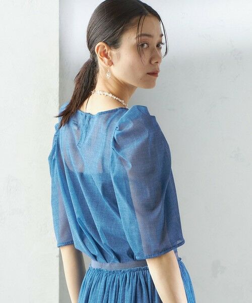 SHIPS / シップス シャツ・ブラウス | troisiemeCHACO:〈手洗い可能〉デニム プリント チュール ブラウス | 詳細10