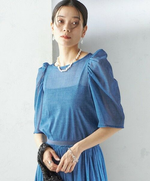 SHIPS / シップス シャツ・ブラウス | troisiemeCHACO:〈手洗い可能〉デニム プリント チュール ブラウス | 詳細11