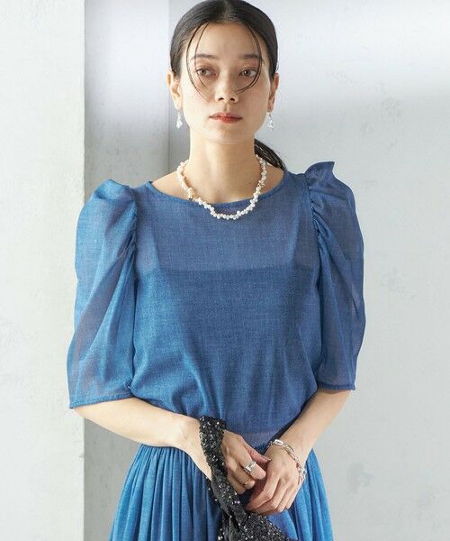 SHIPS / シップス シャツ・ブラウス | troisiemeCHACO:〈手洗い可能〉デニム プリント チュール ブラウス | 詳細7