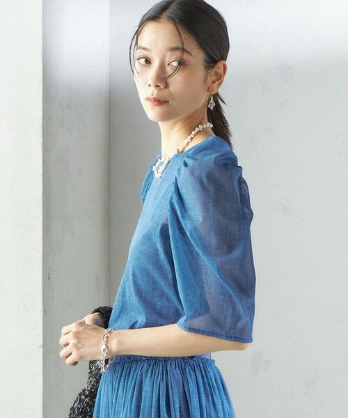 SHIPS / シップス シャツ・ブラウス | troisiemeCHACO:〈手洗い可能〉デニム プリント チュール ブラウス | 詳細8
