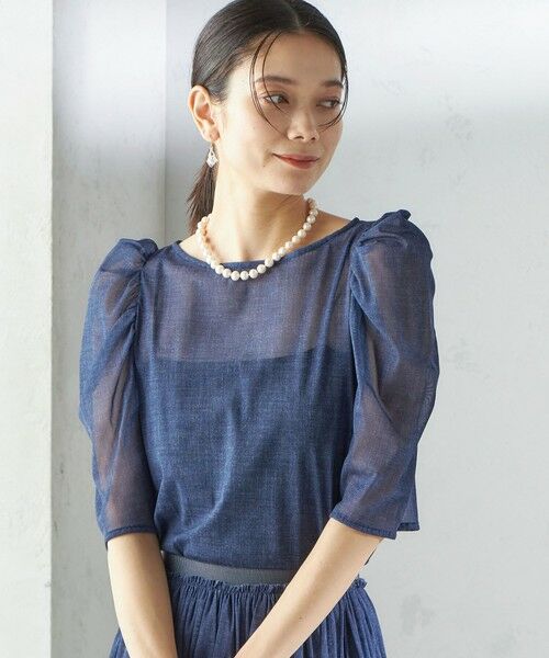 SHIPS / シップス シャツ・ブラウス | troisiemeCHACO:〈手洗い可能〉デニム プリント チュール ブラウス | 詳細20