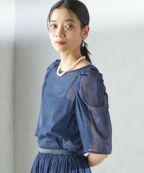 SHIPS / シップス シャツ・ブラウス | troisiemeCHACO:〈手洗い可能〉デニム プリント チュール ブラウス | 詳細21