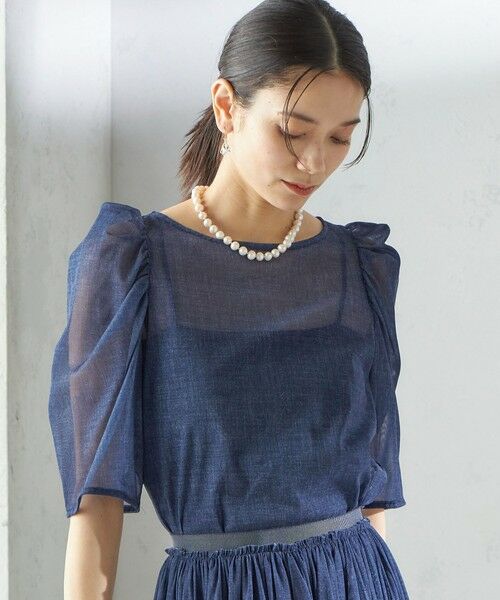 SHIPS / シップス シャツ・ブラウス | troisiemeCHACO:〈手洗い可能〉デニム プリント チュール ブラウス | 詳細24