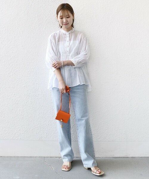 SHIPS / シップス シャツ・ブラウス | 〈手洗い可能〉コットン オーガンジー 刺繍 ギャザー ブラウス | 詳細1