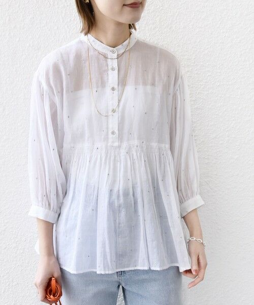 SHIPS / シップス シャツ・ブラウス | 〈手洗い可能〉コットン オーガンジー 刺繍 ギャザー ブラウス | 詳細5