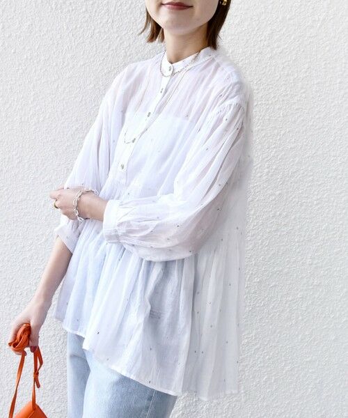 SHIPS / シップス シャツ・ブラウス | 〈手洗い可能〉コットン オーガンジー 刺繍 ギャザー ブラウス | 詳細6