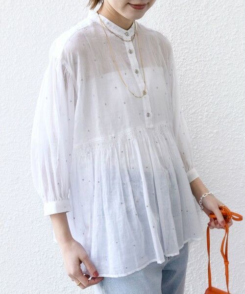 SHIPS / シップス シャツ・ブラウス | 〈手洗い可能〉コットン オーガンジー 刺繍 ギャザー ブラウス | 詳細9