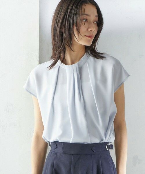 SHIPS for women/シップスウィメン 《予約》〈手洗い可能〉タック タイ フレンチ スリーブ ブラウス サックスブルー ONE SIZE SHIPS for women/シップスウィメン 《予約》〈手洗い可能〉タック タイ フレンチ スリーブ ブラウス サックスブルー ONE SIZE