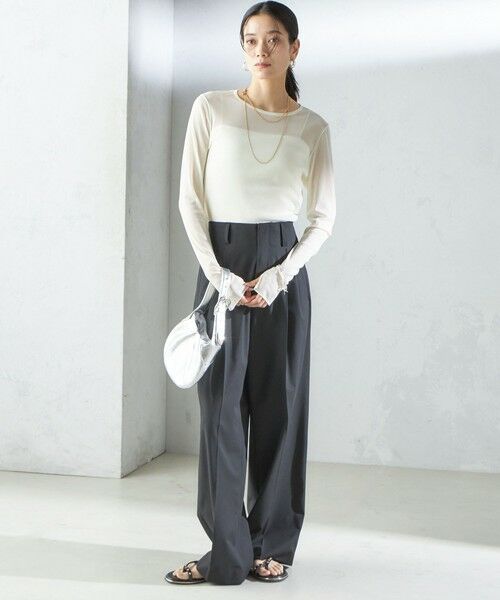 SHIPS / シップス Tシャツ | 〈手洗い可能〉ストレッチ チュール ロング スリーブ TEE | 詳細1