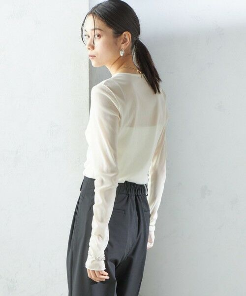 SHIPS / シップス Tシャツ | 〈手洗い可能〉ストレッチ チュール ロング スリーブ TEE | 詳細10