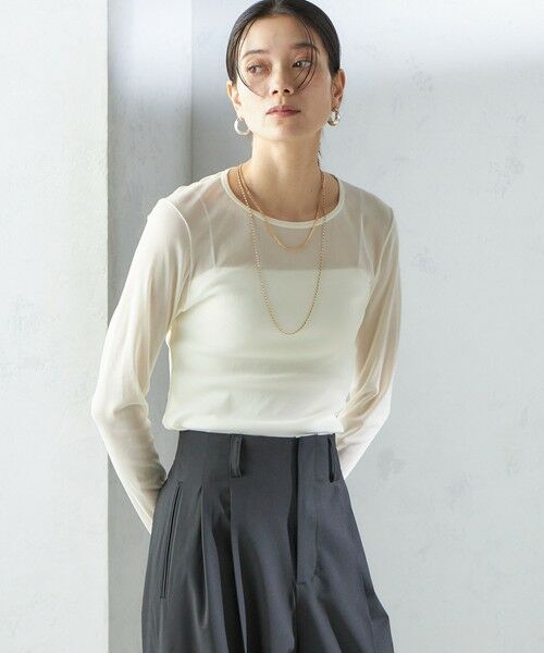 SHIPS / シップス Tシャツ | 〈手洗い可能〉ストレッチ チュール ロング スリーブ TEE | 詳細12