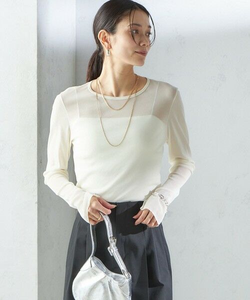 SHIPS / シップス Tシャツ | 〈手洗い可能〉ストレッチ チュール ロング スリーブ TEE | 詳細13