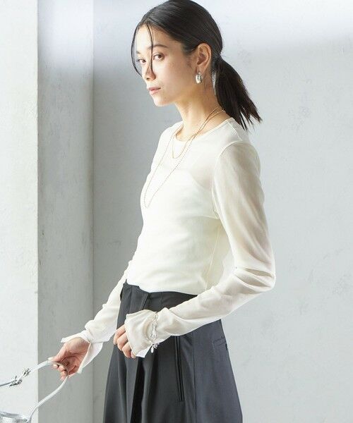 SHIPS / シップス Tシャツ | 〈手洗い可能〉ストレッチ チュール ロング スリーブ TEE | 詳細9