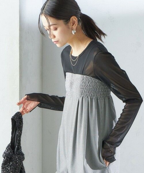 SHIPS for women/シップスウィメン 《予約》〈手洗い可能〉ストレッチ チュール ロング スリーブ TEE ブラック ONE SIZE SHIPS for women/シップスウィメン 《予約》〈手洗い可能〉ストレッチ チュール ロング スリーブ TEE ブラック ONE SIZE