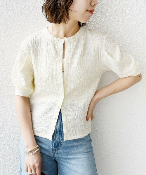 SHIPS / シップス カーディガン・ボレロ | 【WEB限定】〈手洗い可能〉バンピー シャーリング 5分袖 カーディガン | 詳細4