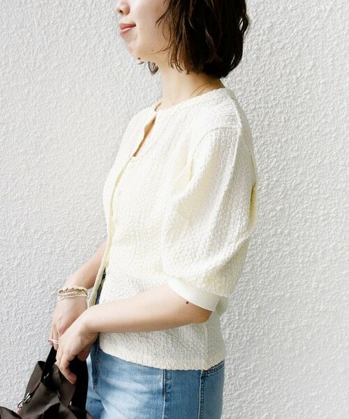 SHIPS / シップス カーディガン・ボレロ | 【WEB限定】〈手洗い可能〉バンピー シャーリング 5分袖 カーディガン | 詳細5