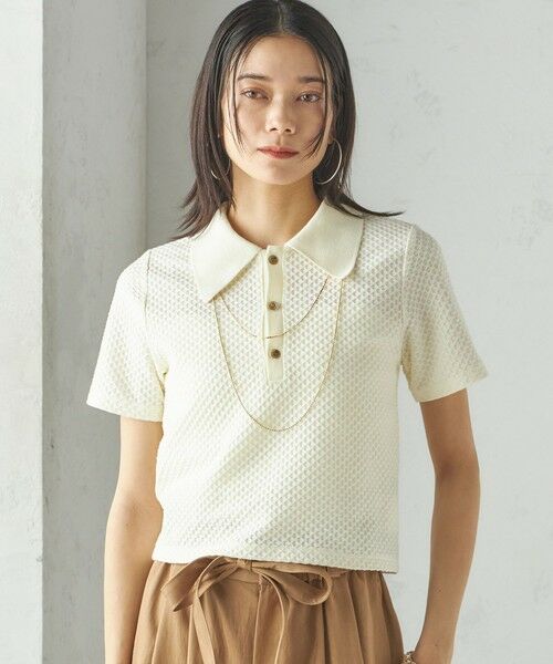 SHIPS / シップス ポロシャツ | 小泉里子コラボ:シャーリング ジャカード ポロ | 詳細7