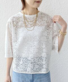 SHIPS / シップス Tシャツ | 〈手洗い可能〉オーガニック コットン レース ショート スリーブ プルオーバー
