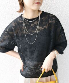 SHIPS / シップス Tシャツ | 〈手洗い可能〉オーガニック コットン レース ショート スリーブ プルオーバー