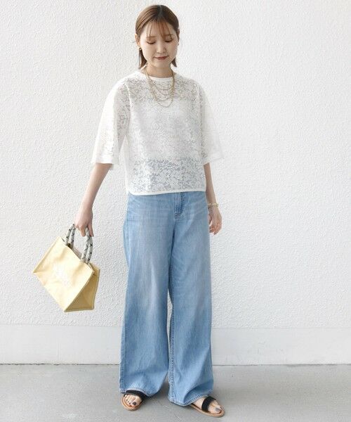 SHIPS / シップス Tシャツ | 〈手洗い可能〉オーガニック コットン レース ショート スリーブ プルオーバー | 詳細1