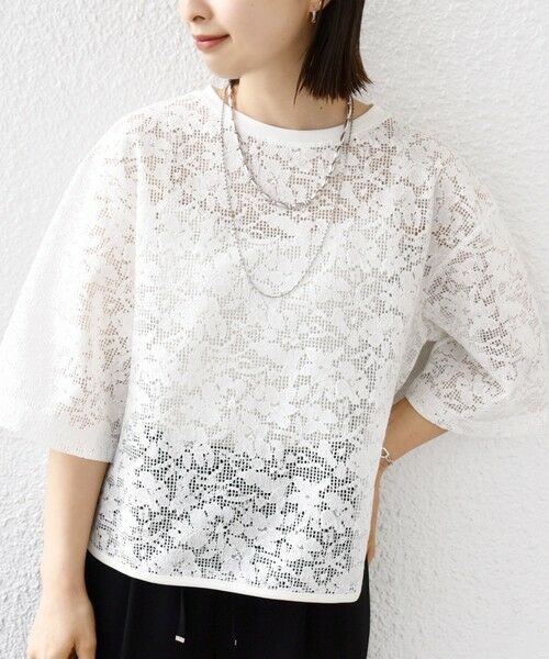 SHIPS / シップス Tシャツ | 〈手洗い可能〉オーガニック コットン レース ショート スリーブ プルオーバー | 詳細14