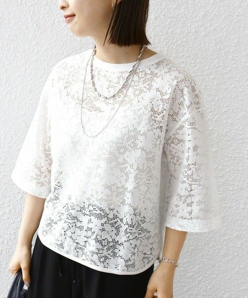 SHIPS / シップス Tシャツ | 〈手洗い可能〉オーガニック コットン レース ショート スリーブ プルオーバー | 詳細15