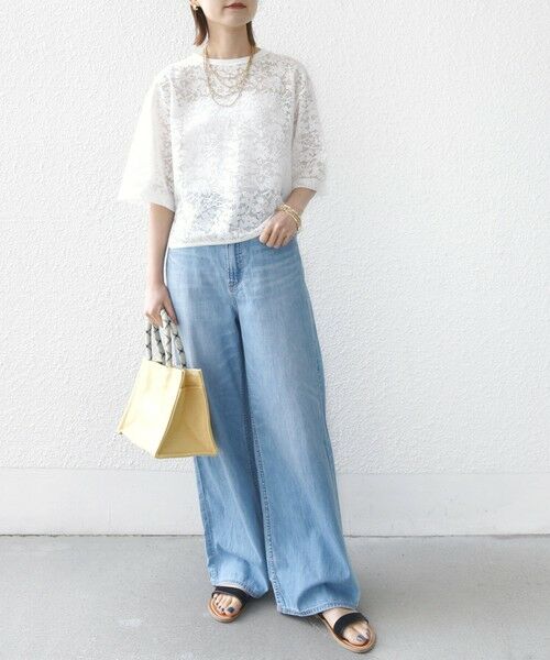 SHIPS / シップス Tシャツ | 〈手洗い可能〉オーガニック コットン レース ショート スリーブ プルオーバー | 詳細2