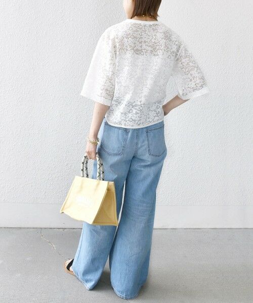 SHIPS / シップス Tシャツ | 〈手洗い可能〉オーガニック コットン レース ショート スリーブ プルオーバー | 詳細3