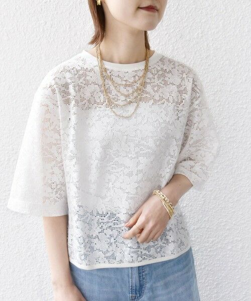 SHIPS / シップス Tシャツ | 〈手洗い可能〉オーガニック コットン レース ショート スリーブ プルオーバー | 詳細5