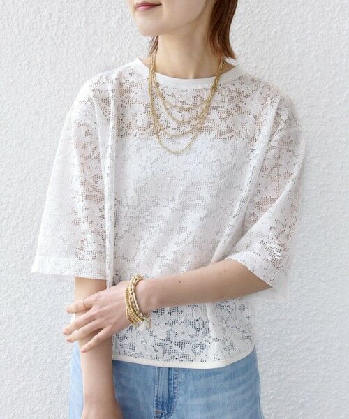 SHIPS / シップス Tシャツ | 〈手洗い可能〉オーガニック コットン レース ショート スリーブ プルオーバー | 詳細8