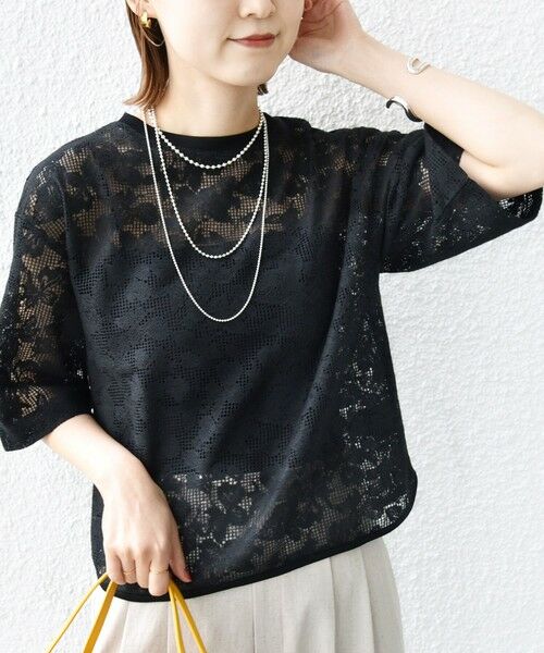 SHIPS / シップス Tシャツ | 〈手洗い可能〉オーガニック コットン レース ショート スリーブ プルオーバー | 詳細25