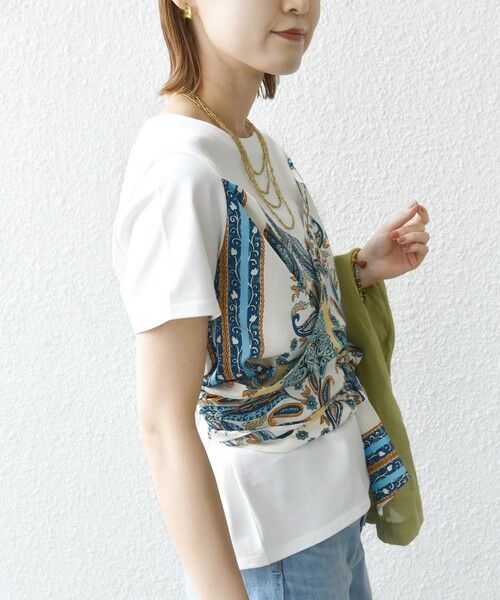 tシャツ 「WEB限定」「手洗い可能」スカーフ コンビ TEE レディース SHIPS tシャツ 「WEB限定」「手洗い可能」スカーフ コンビ TEE