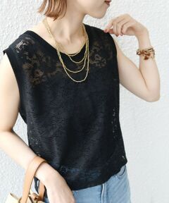 SHIPS / シップス タンクトップ | 〈手洗い可能〉オーガニック コットン レース ノースリーブ プルオーバー