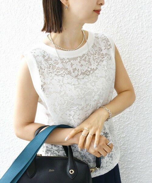 SHIPS / シップス タンクトップ | 〈手洗い可能〉オーガニック コットン レース ノースリーブ プルオーバー | 詳細17