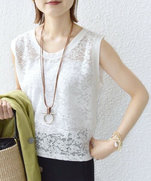 SHIPS / シップス タンクトップ | 〈手洗い可能〉オーガニック コットン レース ノースリーブ プルオーバー | 詳細9