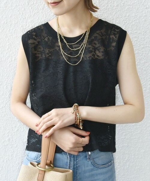 SHIPS / シップス タンクトップ | 〈手洗い可能〉オーガニック コットン レース ノースリーブ プルオーバー | 詳細30